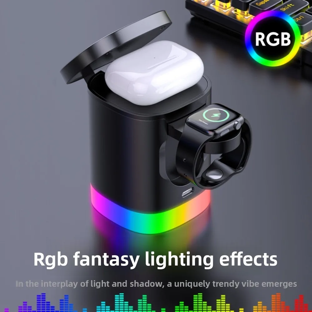 3 in1 Magnetic Wireless Charger For Magsafe iPhone 18 17 16 15 14 13 12 Apple Watch 11-2 Airpods Fast Charging RGB Night Light