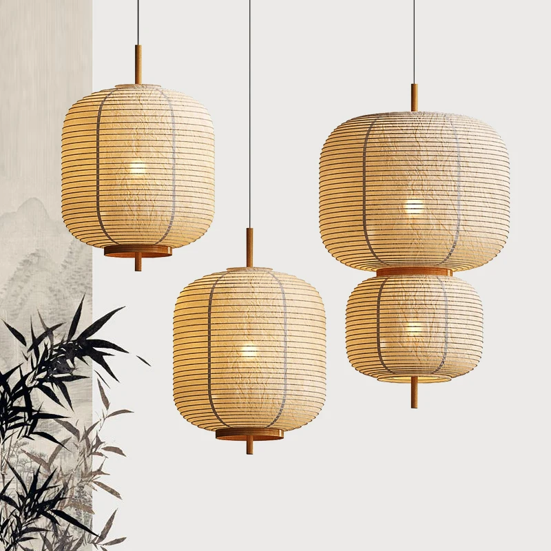 Japan Zen Feeling Pendant Light Hotel Restaurant Paper Art Decor Chandelier Living Room Bedroom Lamp For Room Decor Mood Light