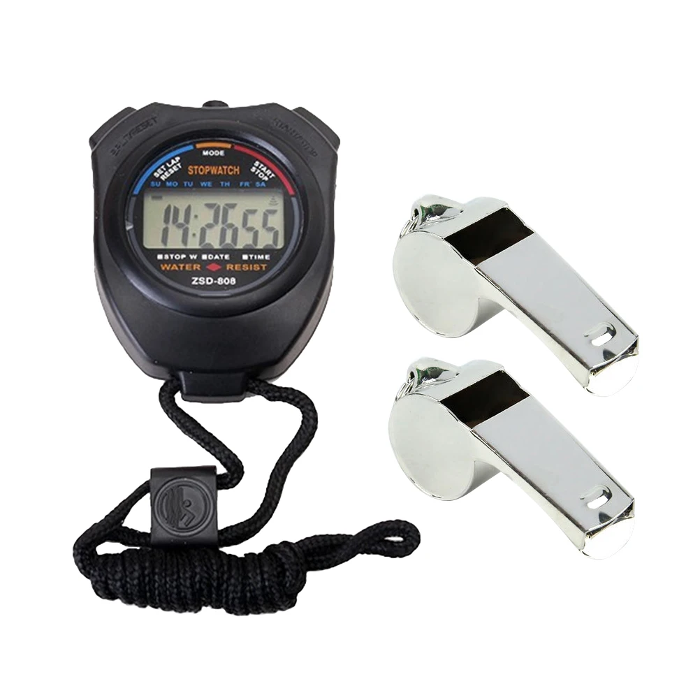 

808pcs Stopwatch Whistle Set Electronic Professional Double Channel Timer Multifunctional Sports Stopwatch for Referee School