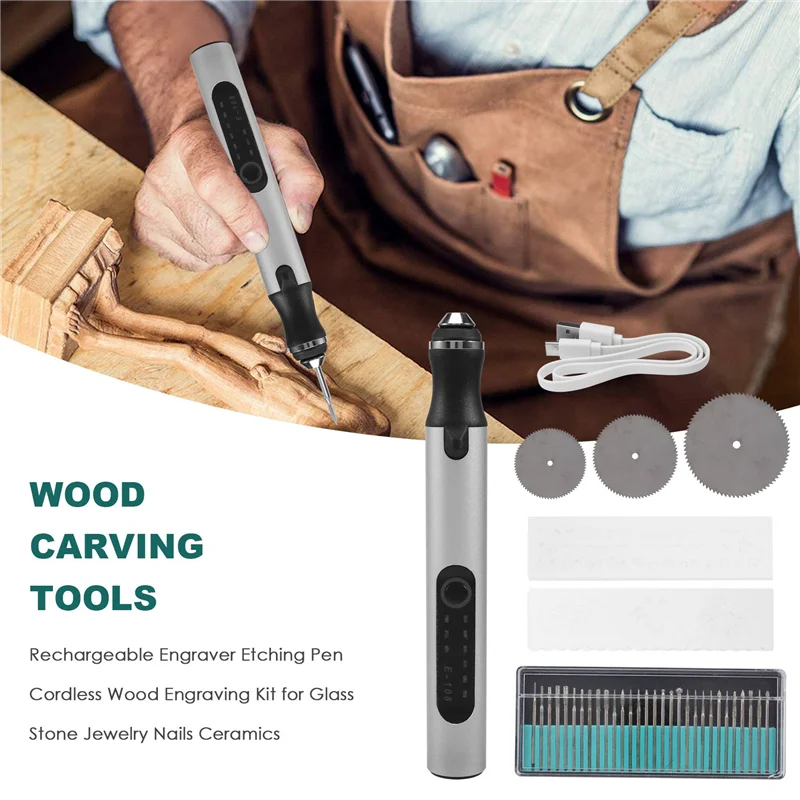 

ABMR-USB Engraving Pen, Rechargeable Engraver Etching Pen, Cordless Wood Engraving Kit For Glass Stone Jewelry Nails Ceramics