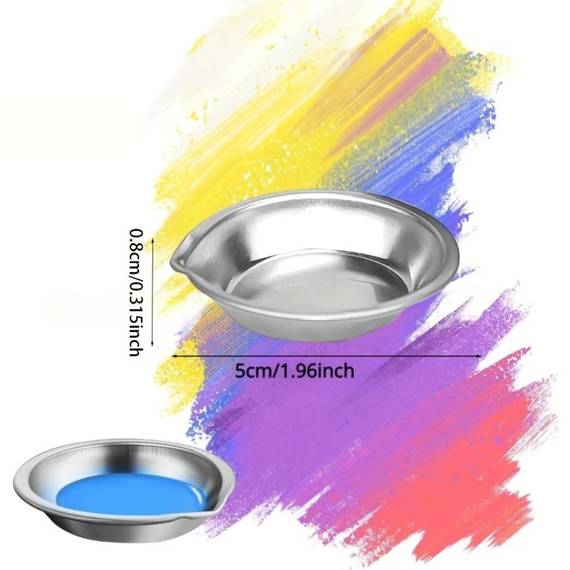 Stainless Steel Painting Palette Spouted Color Bowls Oil Paint Trays Paint Color Mixing Cups Color Mixing DIY Painting Tools