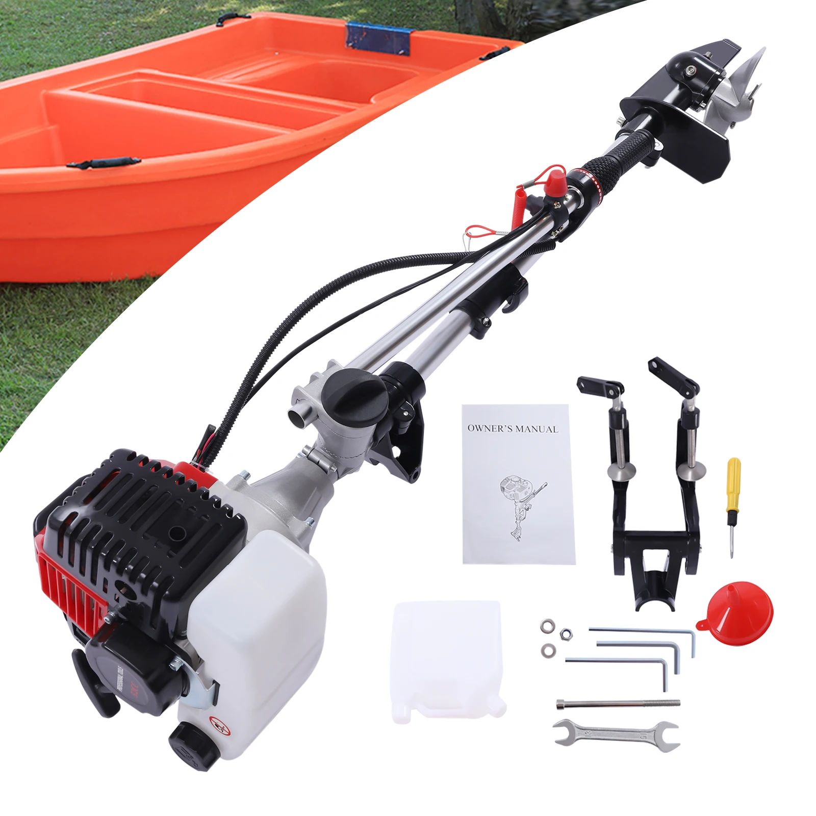 

2.3HP 2-Stroke Heavy Duty Gas-Powered Motor 52cc Outboard Trolling Motor Inflatable/Fishing Boat Engine W/ CDI System