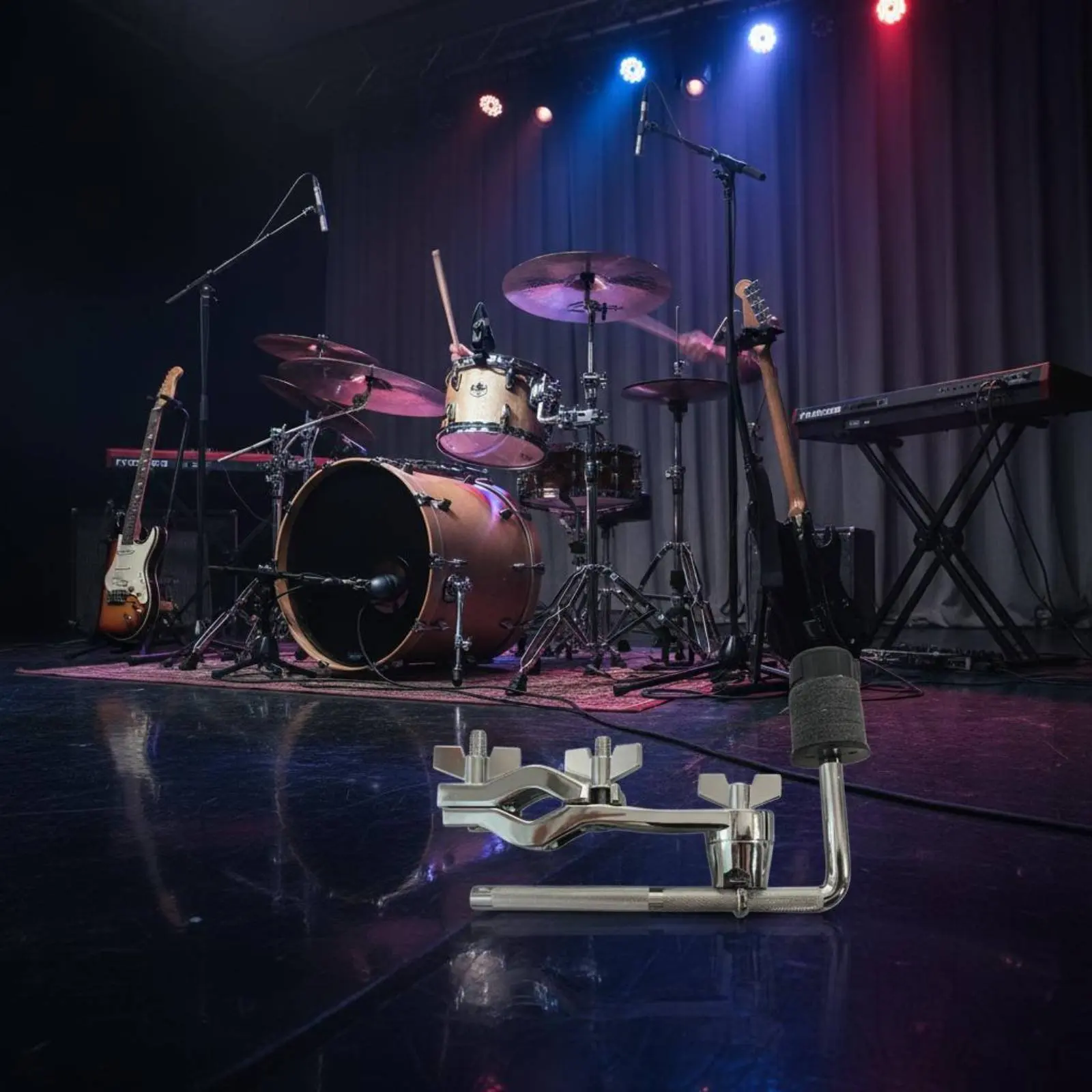 Cymbal Extension Clamp Easy to Install Cymbal Mount Arm Drum Set Extension Arm Chrome-Plated Finish Percussion Mount Bracket