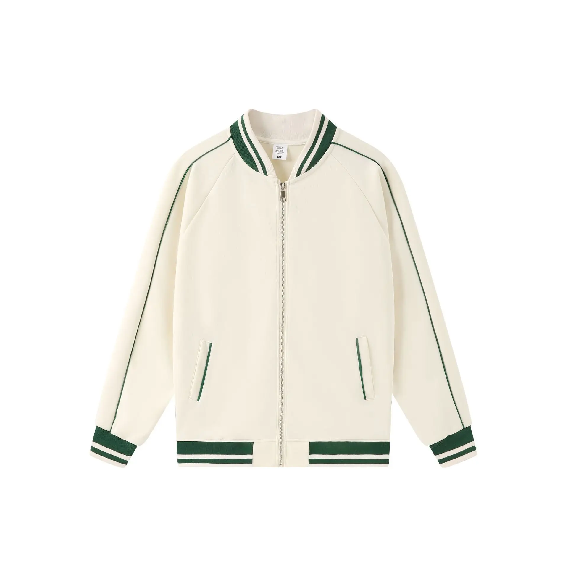 

Clothing Manufacturers Custom 320g Polyester Cotton Fabric High Quality Casual Men's College Style Loose Zipper Baseball Jacket