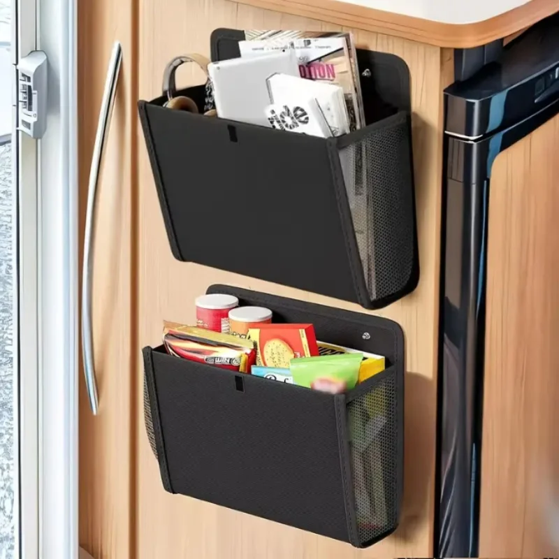 1PC For RV Storage Bag Door Organization Wall-Mounted RV Storage Bag With Compartment Organizer With Mesh Pocket & Side Pockets