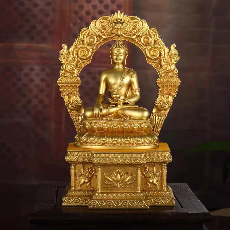 

Gilded Buddha statue ornaments, brass bases, auspicious ornaments