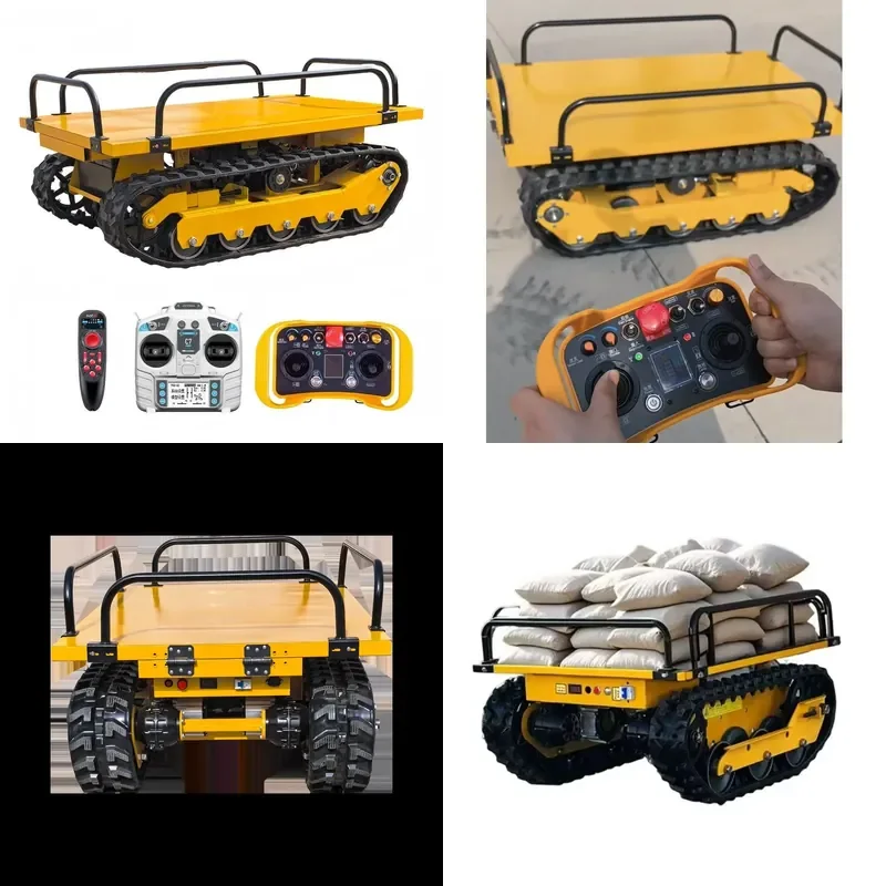 for 500Kg Remote Control Electric Mini Steel Rubber Crawler Transporter Flat All Terrain Agricultural Carrier 1000x800mm