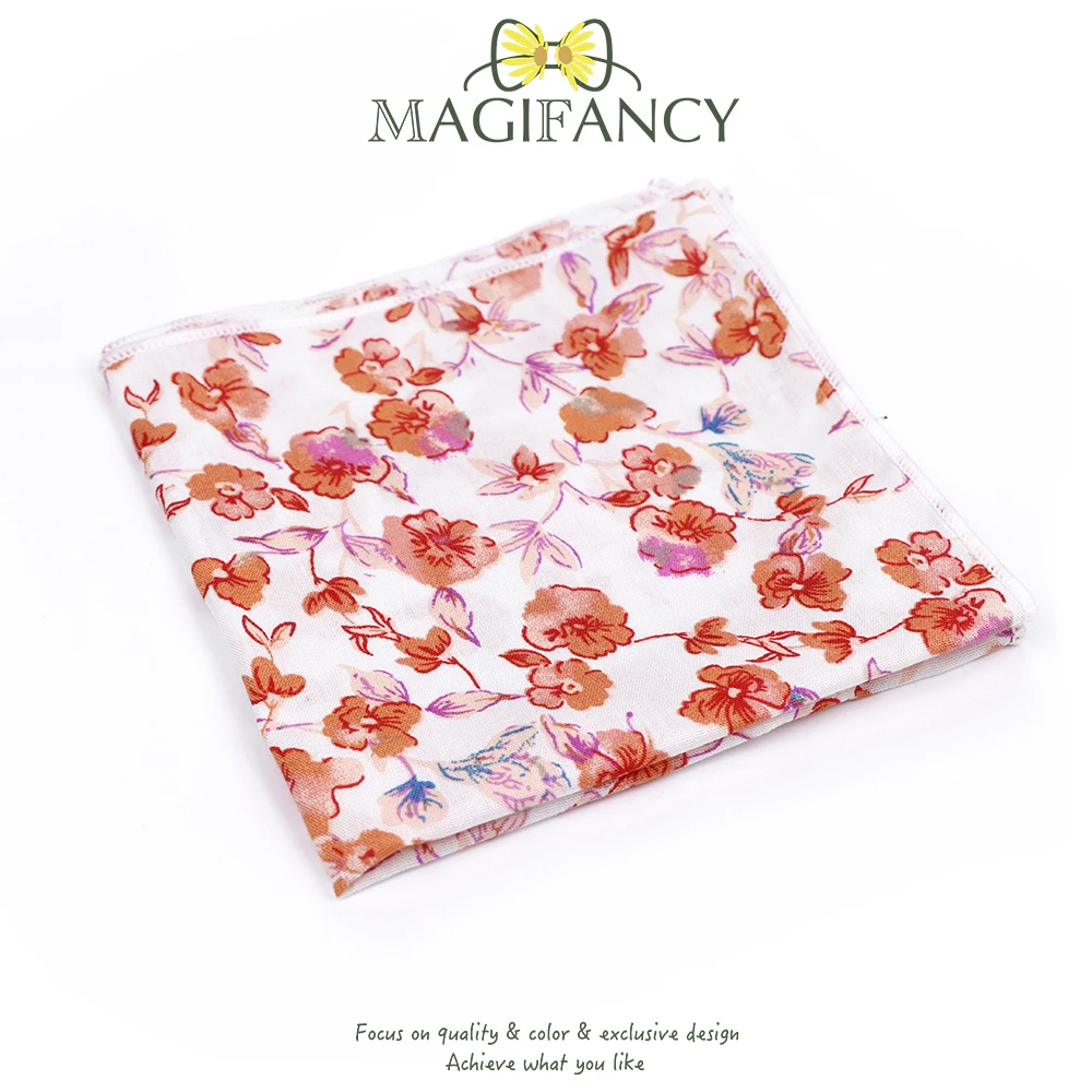 58 Colors Floral Handkerchief 23cm Hanky 100% Cotton Women Men Wedding Party Daily Suit Pocket Square Gift Tuxedo Tie Accessory