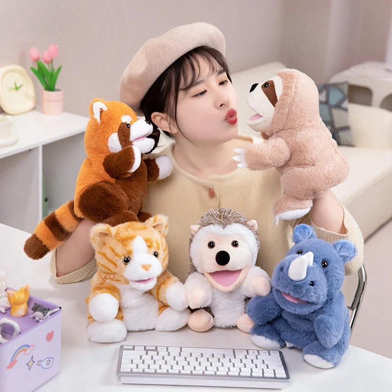 30 Styles Stuffed Plush Animals Toys Hand Finger Story Puppet Cute Dolls Educational Babys Duck Lamb Cow Dog Horse Children Gift