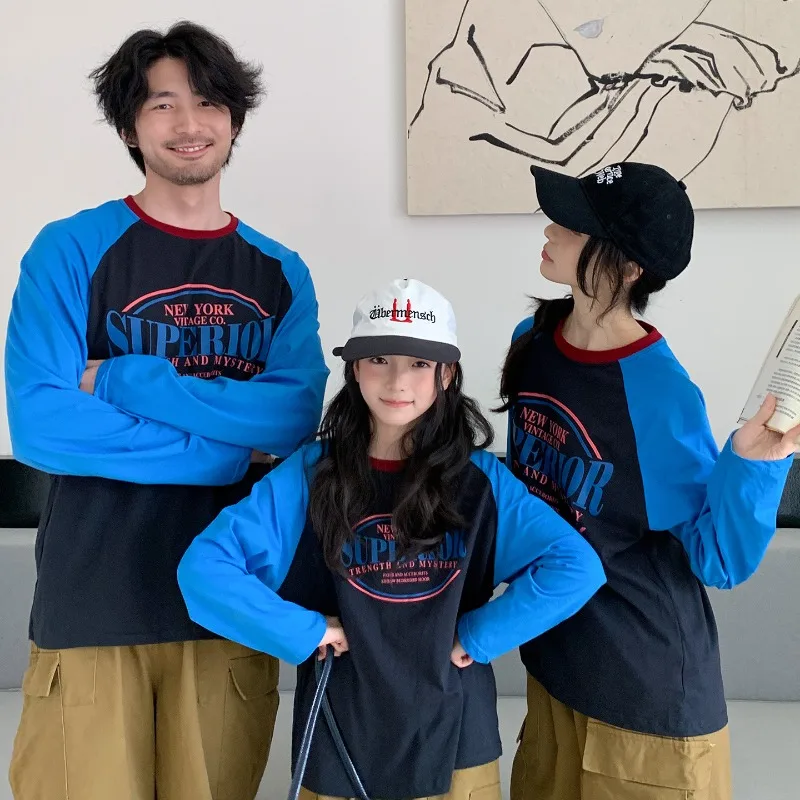 Family Matching Outfits Raglan Long Sleeve T Shirt Mother Father Son Daughter Family Look Spring Autumn Casual Parent Child Top