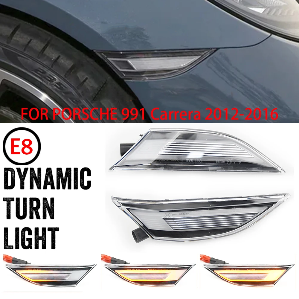 

2Pcs For Porsche 991 981 718 Cayman Boxster Cayenn Flashing LED Turn Signal Side Marker Light Repeater Lamp