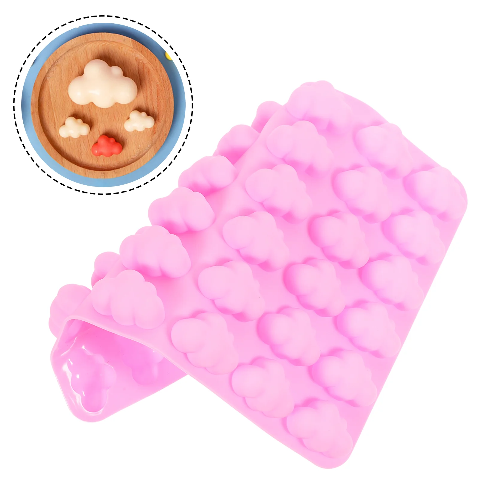 Molde de silicona de nube de caramelos, accesorios para gelatina de cocina, taza de papel conveniente, Gel de sílice rosa, decoración encantadora de Chocolate y limón