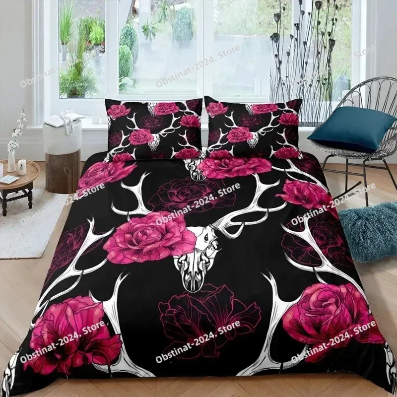 3D Gothic Skull Bedding Set Duvet Cover Full Queen King Size Pillowcase Bed Printed Aldult Kid Bedroom Single Twin Home Textile