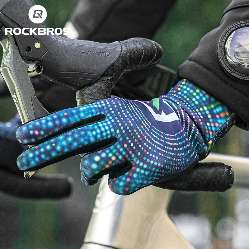 ROCKBROS Cycling Long Finger Gloves Mountain Road Cycling Gloves Full Finger Lengthened Wrist Guards Bike Gloves For Winter