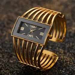 Mode Frauen Armreif Uhren Top Marke Luxus Roségold Edelstahl quadratische Quarzuhr elegante Damen Armband Reloj Mujer