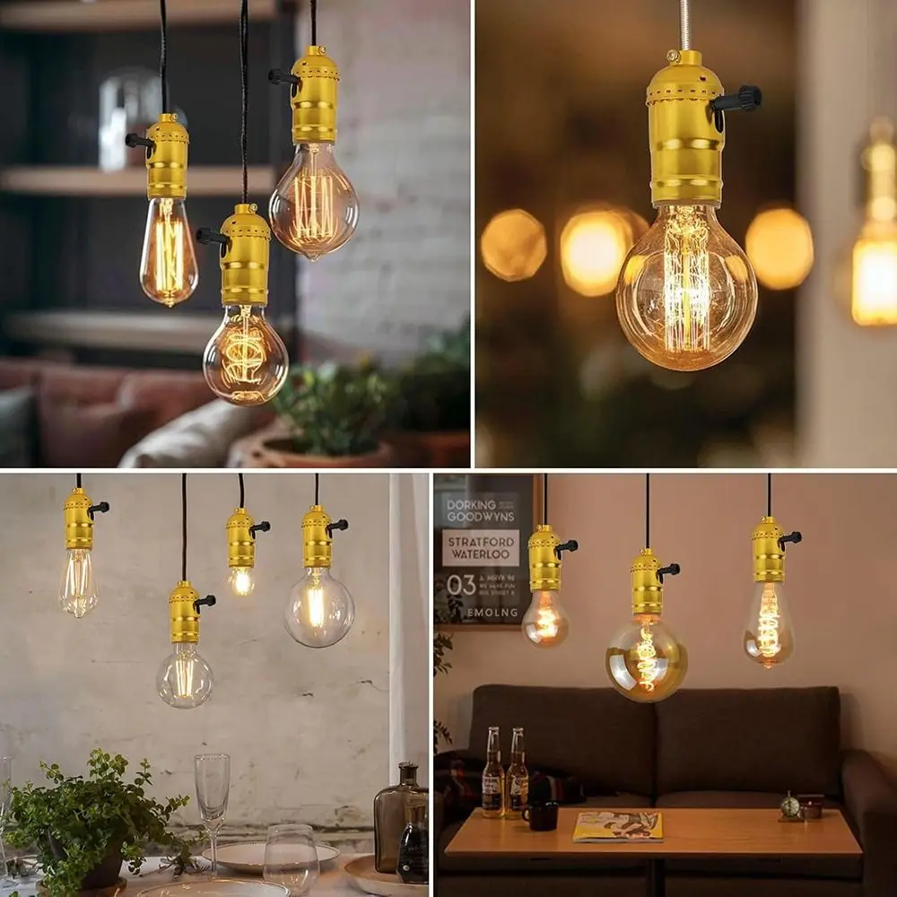 Decorative 3-Way Lamp Vintage Dimmable Turn Knob Retro E26 Base Home Lighting