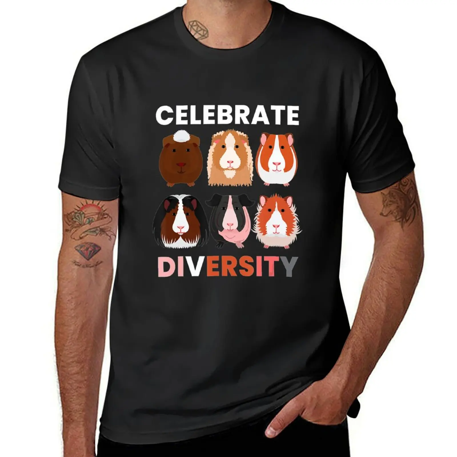 Celebrate Diversity I Rodent Animal Guinea Pig T-Shirt boys animal print anime cute clothes heavy weight t shirts for men