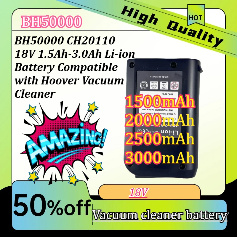 

BH50000 CH20110 18V 1.5Ah-3.0Ah Li-ion Battery Compatible with Hoover Vacuum Cleaner