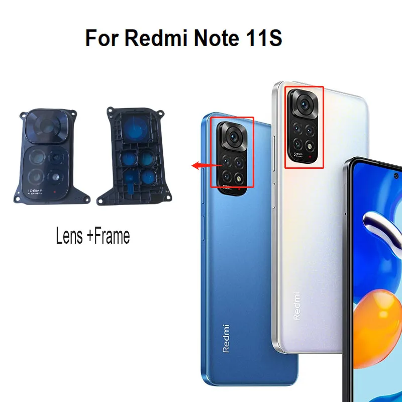 New For Xiaomi Redmi Note 11 11T 11S PRO + PLUS 4G 5G Back Camera Lens Rear Glass With Frame Cover Holder