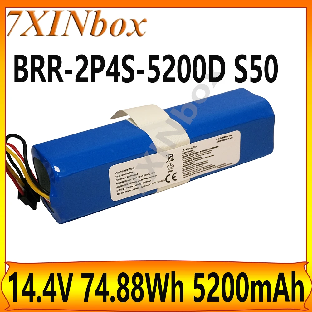 Аккумулятор 7XINbox BRR-2P4S-5200D S50 14.4V 74.88Wh 5200mAh для Xiaomi Mi Roborock C10 E20 E25 E35 S5 S6 S7 S50 S51 S55 T4 Series Аккумулятор 7XINbox BRR-2P4S-5200D S50 14.4V 74.88Wh 5200mAh для Xiaomi Mi Roborock C10 E20 E25 E35 S5 S6 S7 S50 S51 S55 T4 Series