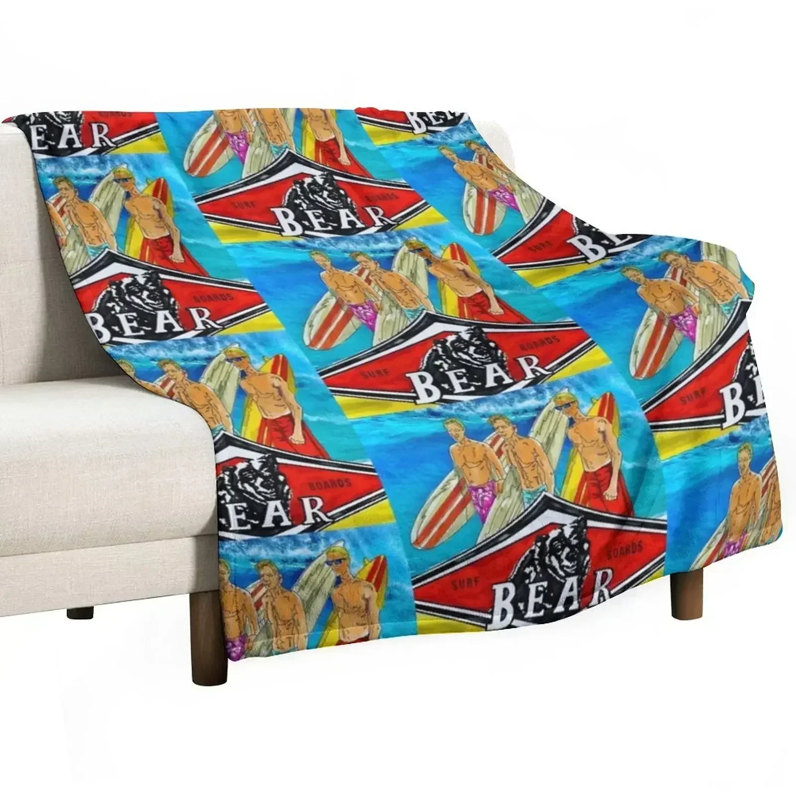 The Big Wave Wednesday Bear Longboard Surfers. Throw Blanket Hairys Custom Thins Blankets