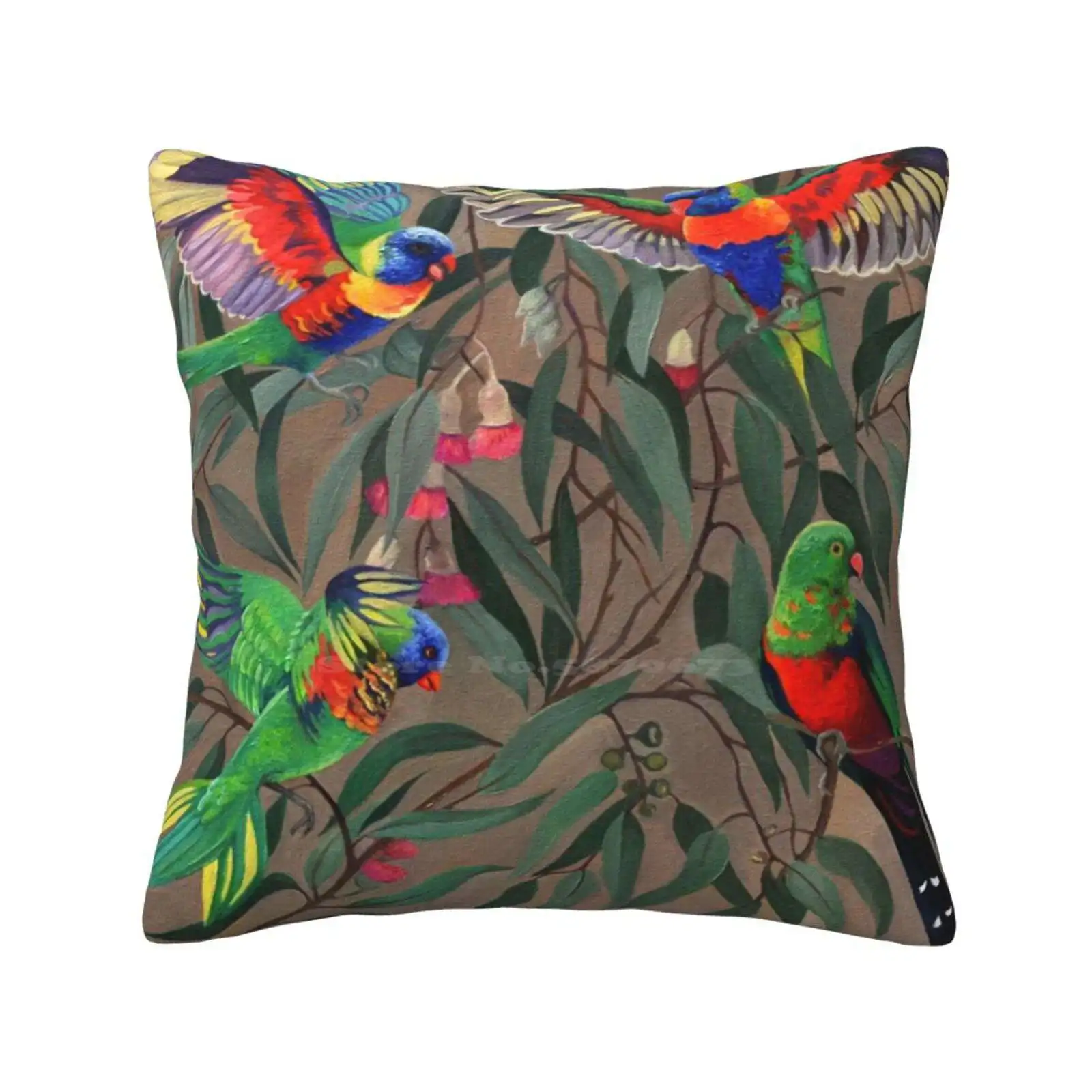 Birds From Paradise. Rosellas Funny Cute Decor Square Pillowcase Roselas Parrots Paradise Birds Life Color Residence Tatyana