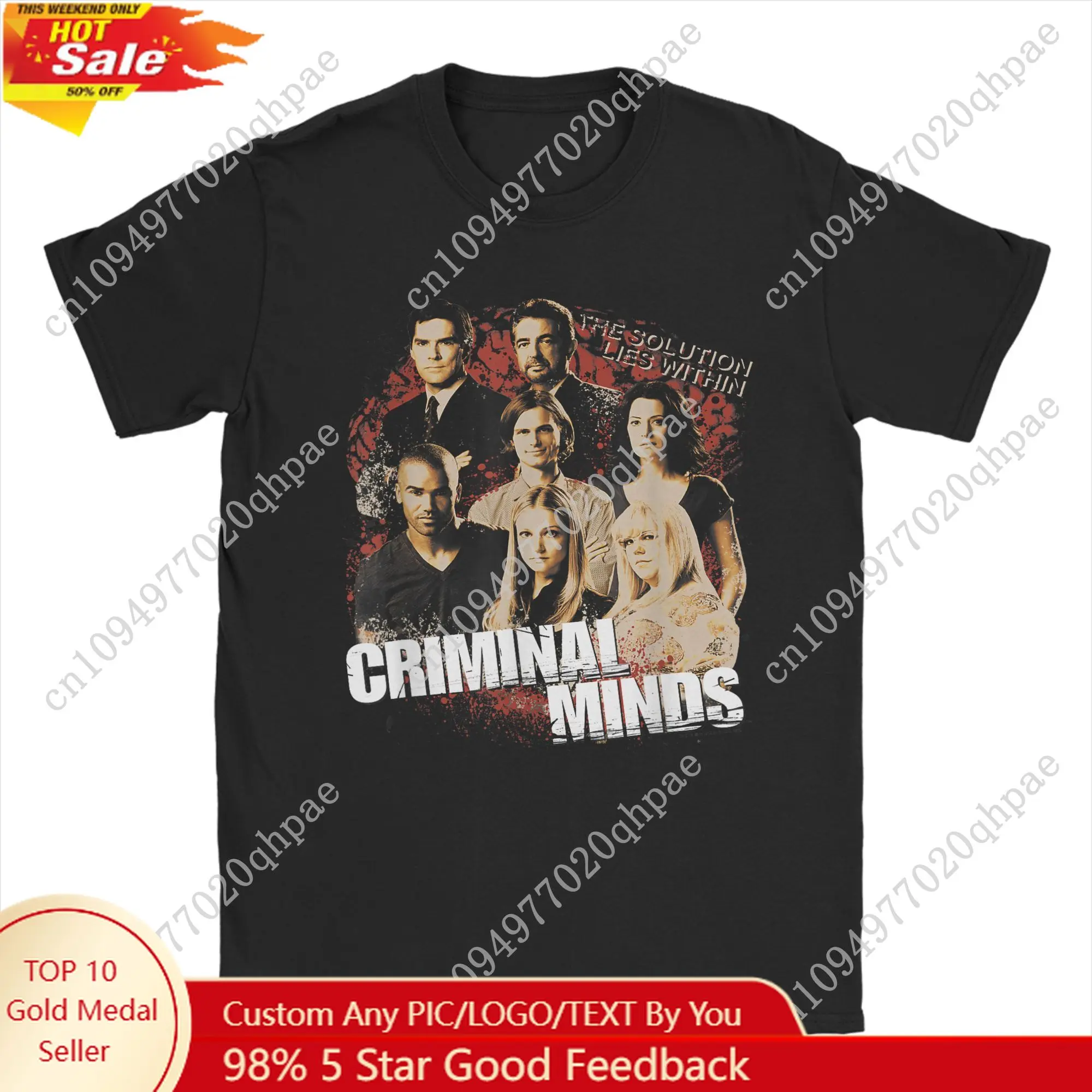 

Criminal Minds Solution Lies Within T Shirt for Men Cotton Novelty T-Shirts Crewneck TV Show Tees Short Sleeve merch Party
