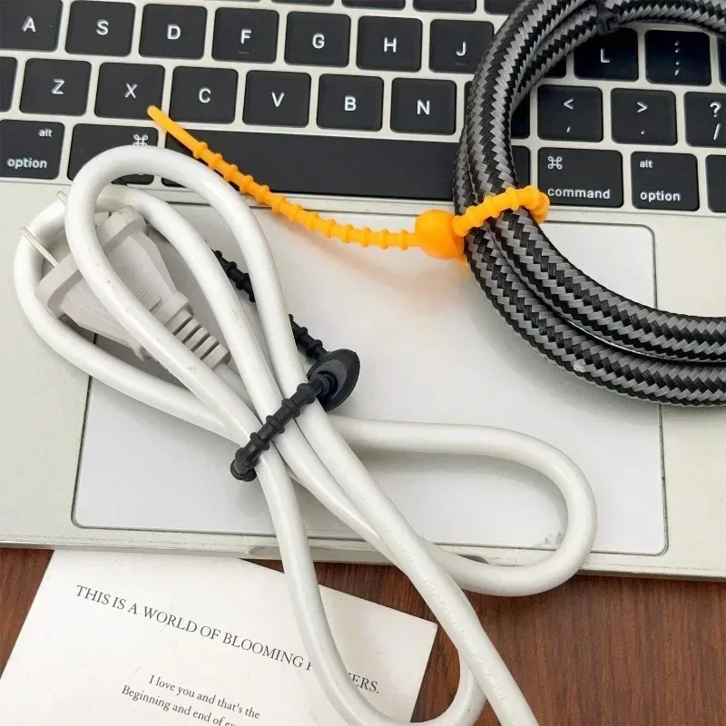 200/10PCS Reusable Silicone Cable Ties Home Office Storage Cord Management Multicolor Wire Straps Cable Tie Organizer Wholesale