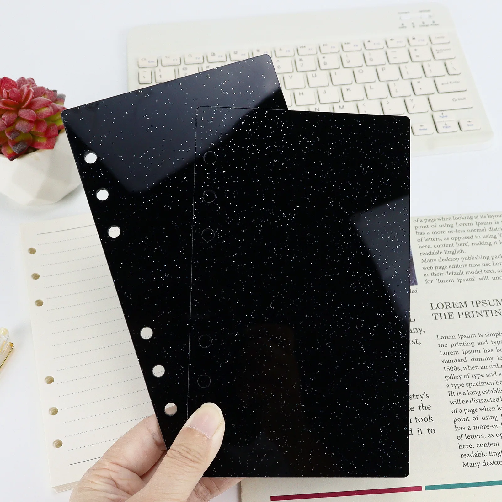 A6 Transparent Acrylic Water Ripple Loose Leaf Binder Cover DIY Account Book Journal Planner Office Stationery Supplies