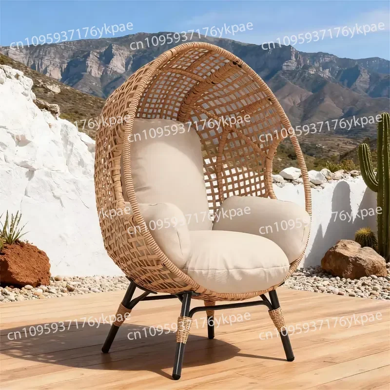 Elegant Curved Back Hanging Egg Chair, 400 Lbs, with 8-inch Cushions for Patio Use