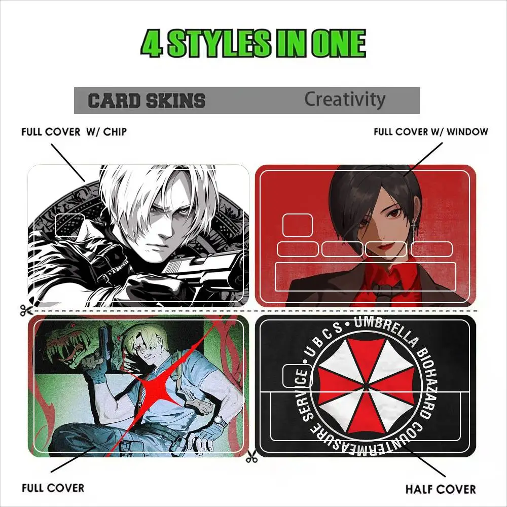 Resident Evil Game Leon Cool  Sticker Film Tape Skin for Credit Card Debit Card Waterproof Stickers
