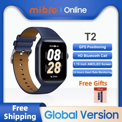 Mibro T2 Smartwatch GPS Posicionamento 1.75Inch AMOLED HD Tela Metal Altitude Do Corpo Barômetro Medindo 300mAh Bateria AOD 2ATM À Prova D' Água Bluetooth Chamada Esportes Mulheres Homens Relógios Inteligentes