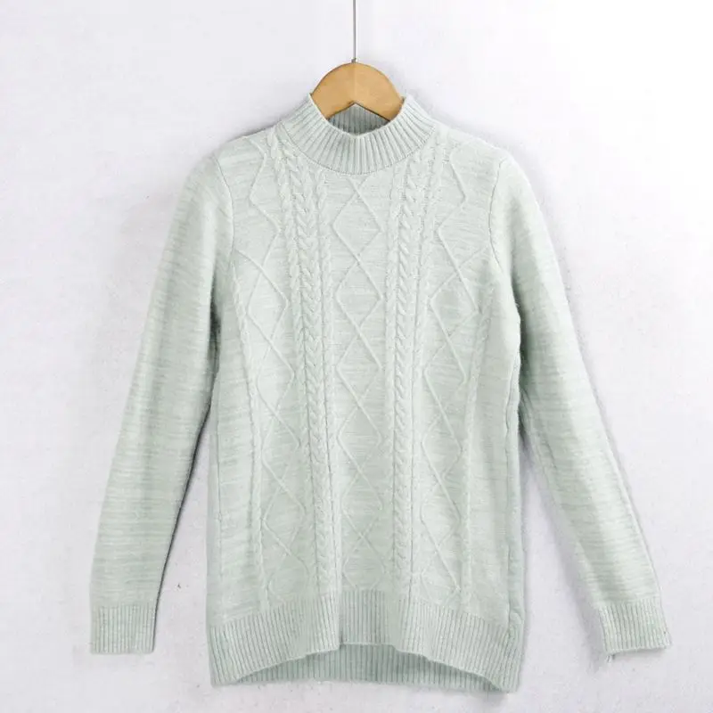 Maglione lavorato a maglia di colore misto f Collo alto Autunno Inverno Caldo interno Twist Tessuto Elastici Donna Faion Commute Sle