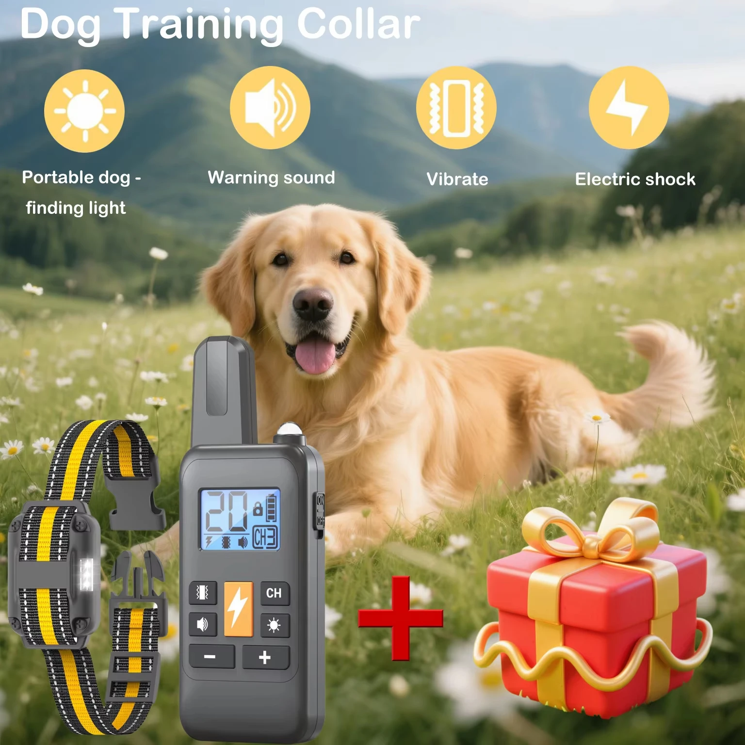 

800M Dog Training Collar Waterproof Rechargeable Remote Control Anti Barking Electric Shocker Sound Vibration Luminous Collar