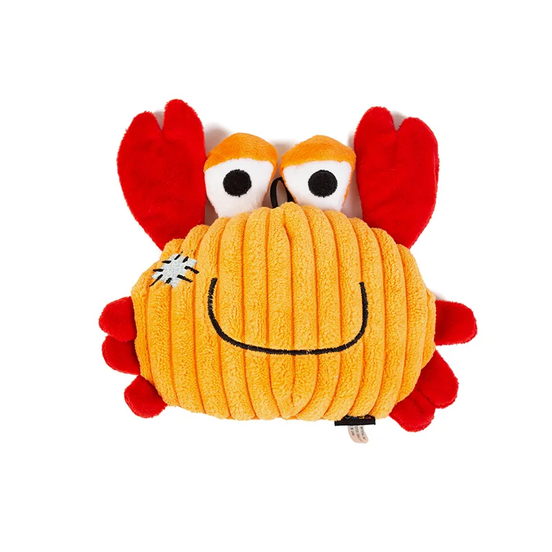 Plush Dog Toy Tropical Sea Series Squid/Seahorse/Shark/ Crab Soft Squeaky Toys Small Large Dogs Puppy Pets Training Accessories