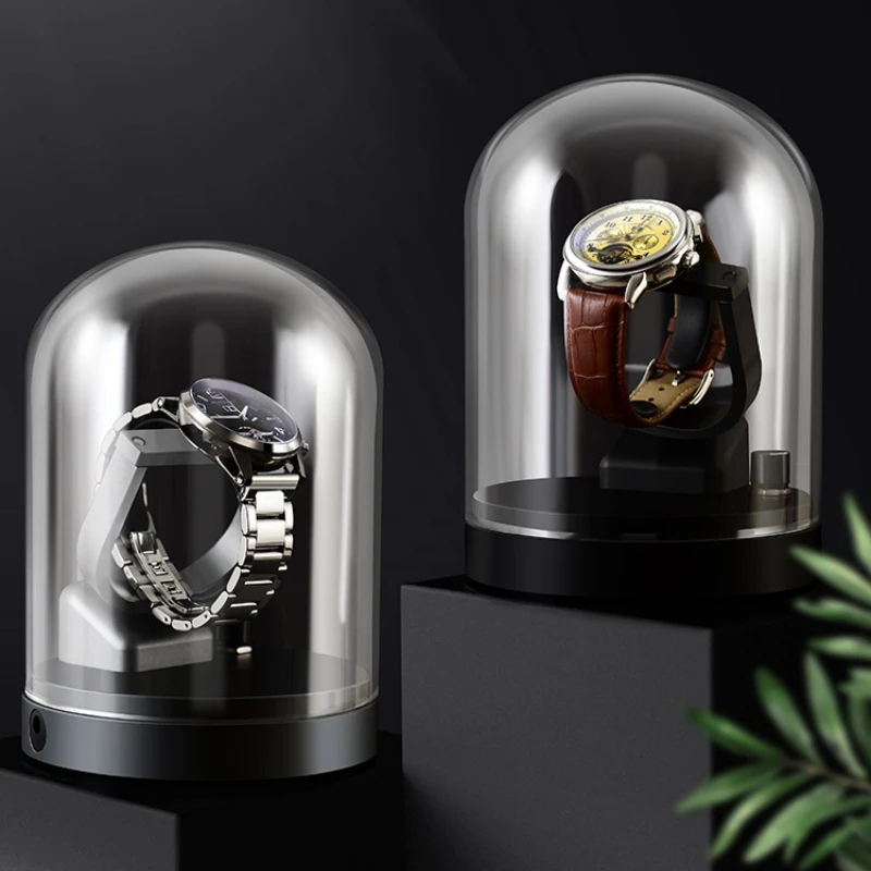 Custom Logo Automatic Swinger Anti Magnetization Mechanical Watch Dustproof Self Swinger Aluminum Alloy Frame Rotating Watch Box