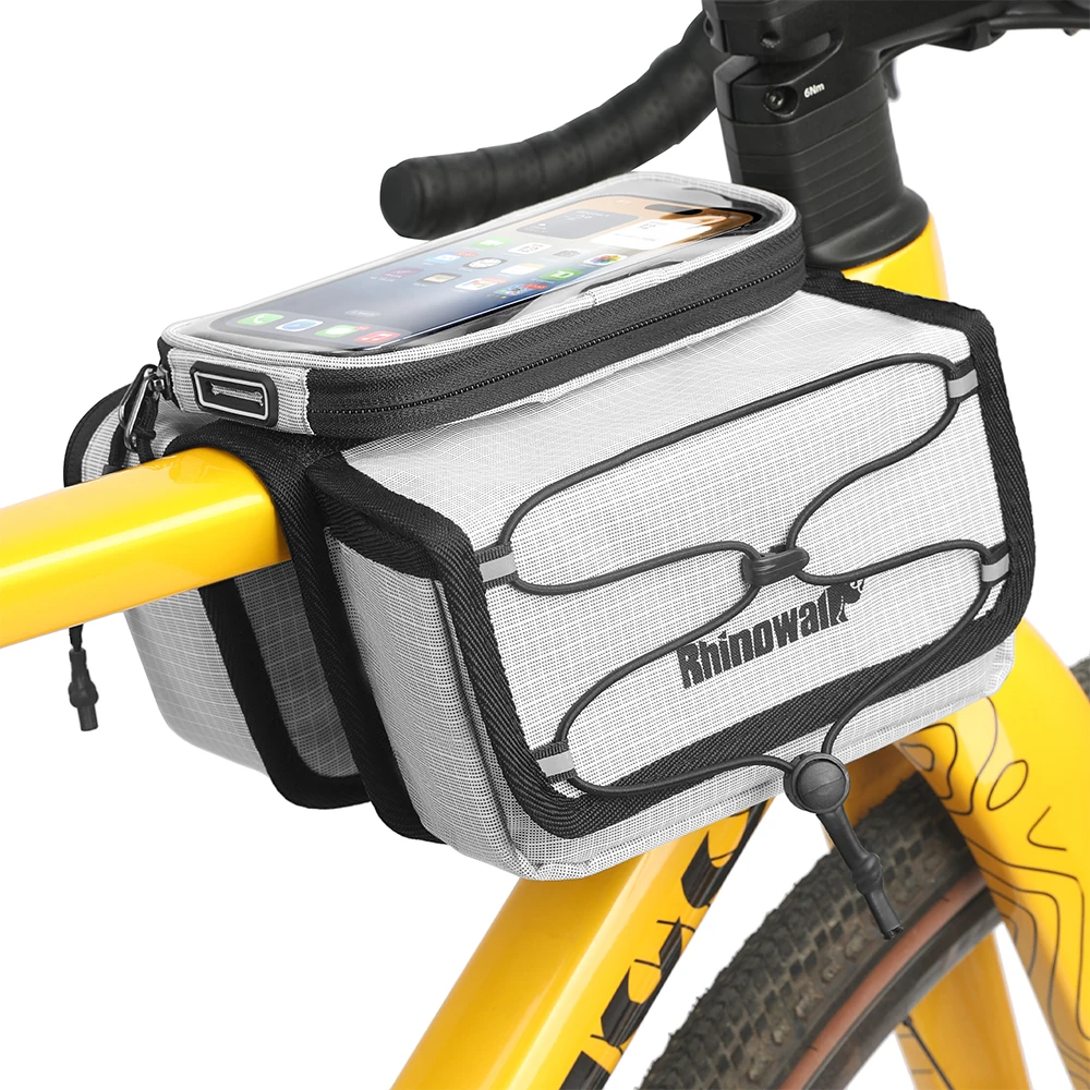

Сумка-труба на раме велосипеда Rhinowalk с сенсорным держателем для телефона 2,4 л, с дождевиком