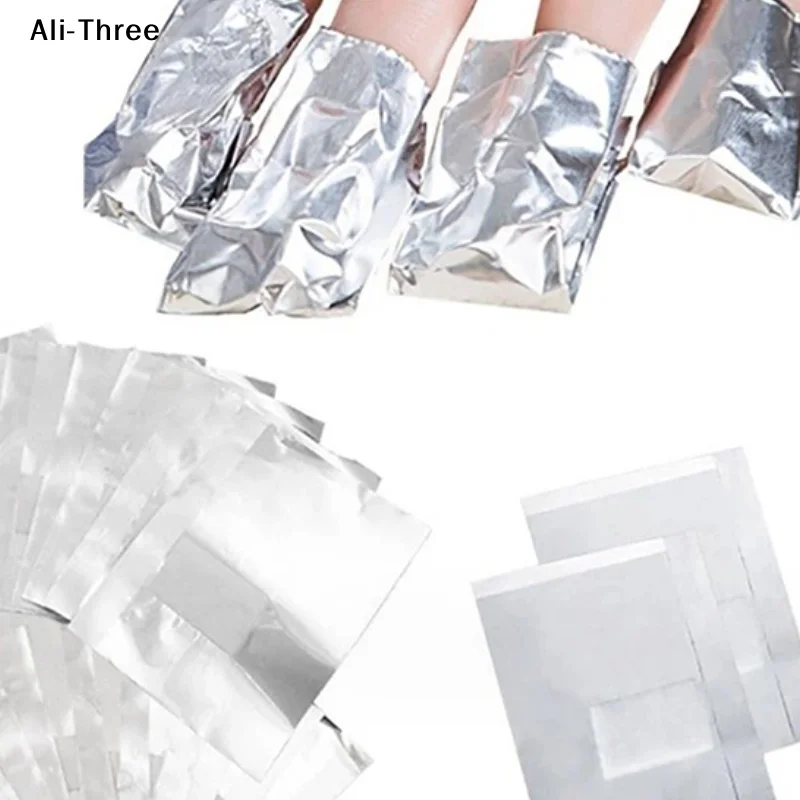 50/100枚入り/袋 アルミホイル ネイルアート ソークオフ ポリッシュ ネイルリムーバーラップ ネイルタオル ジェルポリッシュリムーバー マニキュアツール