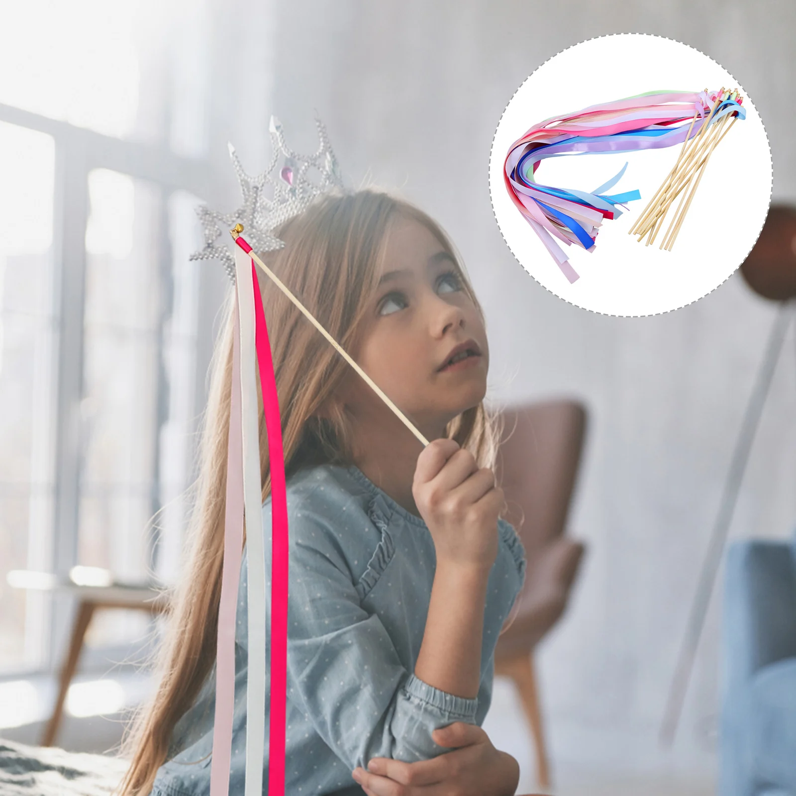 

10pcs Fairy Wand Streamer Ribbon Sticks Bright Colorful Bells For Dance Party Wedding Event Decor Fairy Party