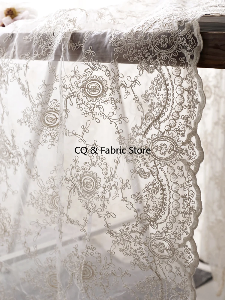 Tessuto di pizzo a rete con ricamo tridimensionale, filato di organza, gonna, abbigliamento, tovaglia in tessuto, panno decorativo fatto a mano