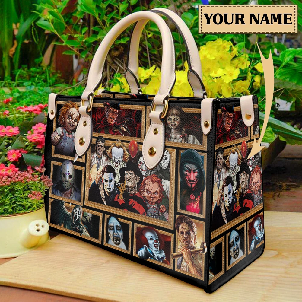 Horror Movie Killer Handbags for Women Elegant Halloween Tote Large Capacity Bag Women PU Leather Multi Bolsas Para Mujeres Gift