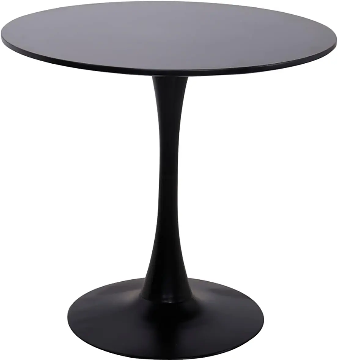 Dining Table/Tulip Table, Mid Century Modern Circle Dining Table with Pedestal Base for 2 to 4 Person (Black)