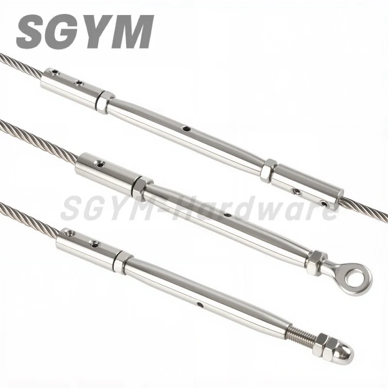 1pcs 304 Stainless Steel Cable Railing Thread Fittings Wire Rope Tensioner Receiver Terminal End Toggle Anchor Cross Clip Clamp