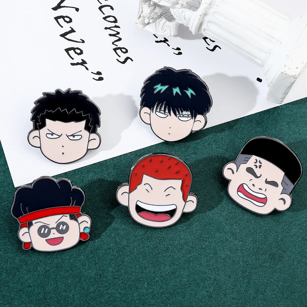 Anime SLAM DUNK Figure Brooch Enamel Pins for Men Boys Fans Backpack Bag Clothes Hat Accessories Brooch Badges Collection Gifts