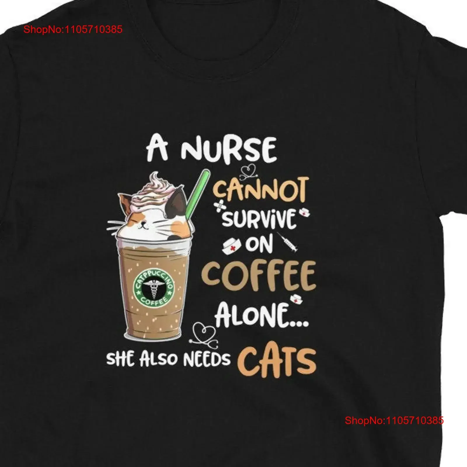 Funny Nurse Needs Coffee and Cats T Shirt RN LPN CNA Practitioner vintage Washed Versatile designer clothes Comfortable fashion