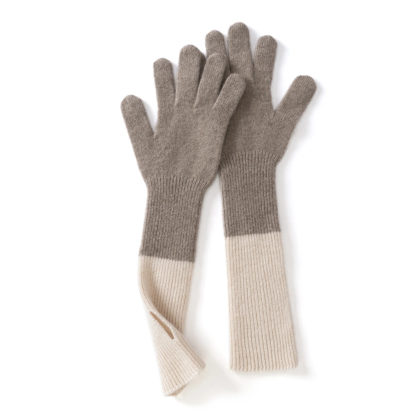 Cashmere Knitted Touchscreen Gloves Women's Splicing Color Versatile Fashion Two Finger Thick Warm Outdoor Skiing Plush Gloves