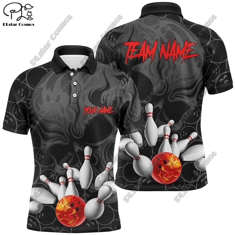 New personalized bowling team shirt 3D printed bowling pattern POLO shirt T-shirt unisex gift casual team  sports series  X-9