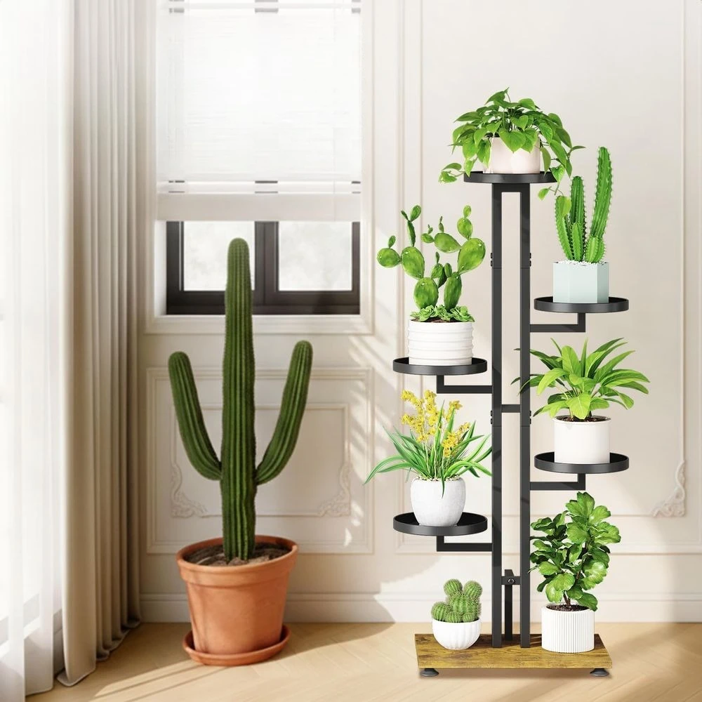40 Inch Tall 5-Tier Metal Plant Stand, Indoor/Outdoor, Black, Suitable for Patio, Porch, Living Room, Garden, and Balcony