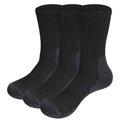 YUEDGE Men's Moisture Wicking Hiking Socks Cushion 3 Pair Crew Sports Outdoor Athletic Work Boot Socks For Men Size 37-46