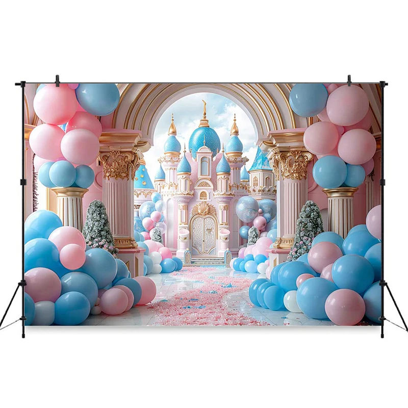 Cake Crush Photography Backdrop Pink Bluey Balloons Castle 1st Birthday Background Princess Baby Shower Decorations Photo Studio